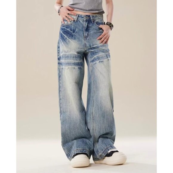 Y2K High Waisted Baggy Jeans for Women - Stylish Wide Leg Denim Pants - Picture 2 of 5